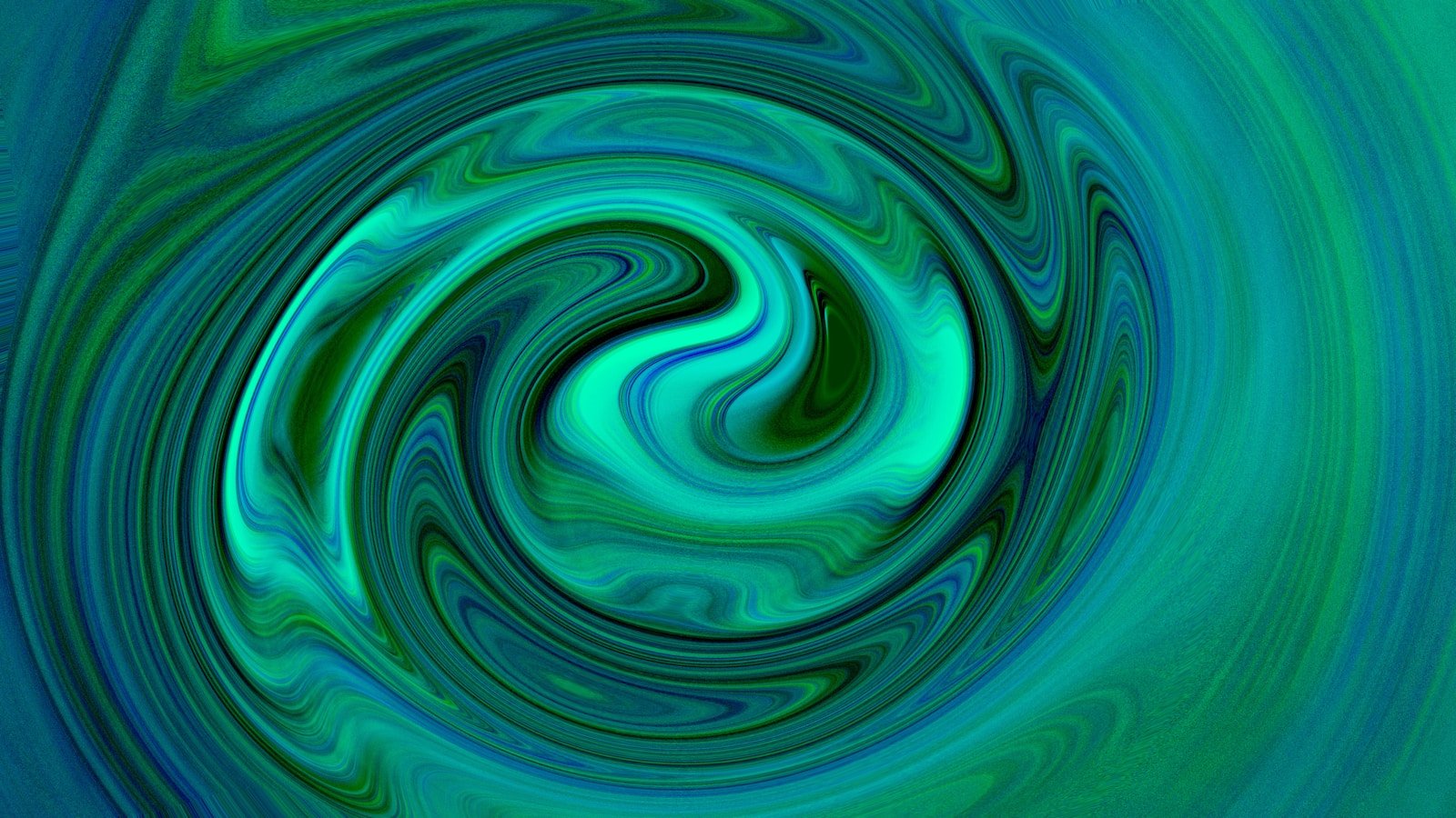 A blue and green swirl with a white background